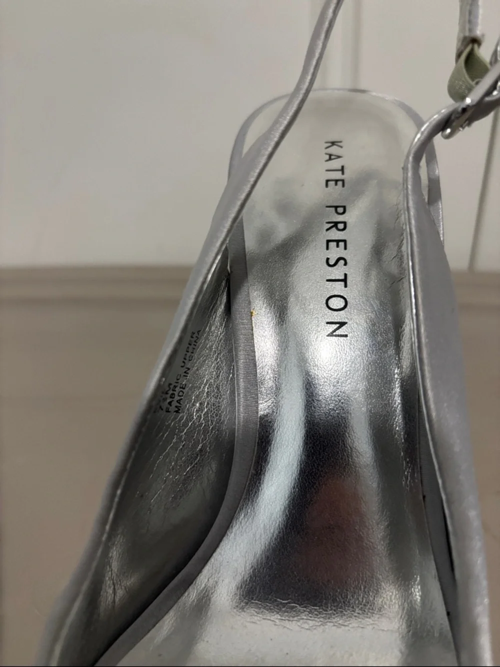 Silver Satin Peep-Toe Slingback Heels with Knot Detail